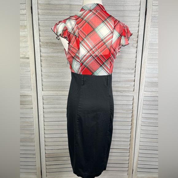 TRIXXI Retro Style Midi Dress Red Plaid/Black-7 - Picture 5 of 5